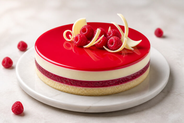 Entremet framboise and chocolat blanc