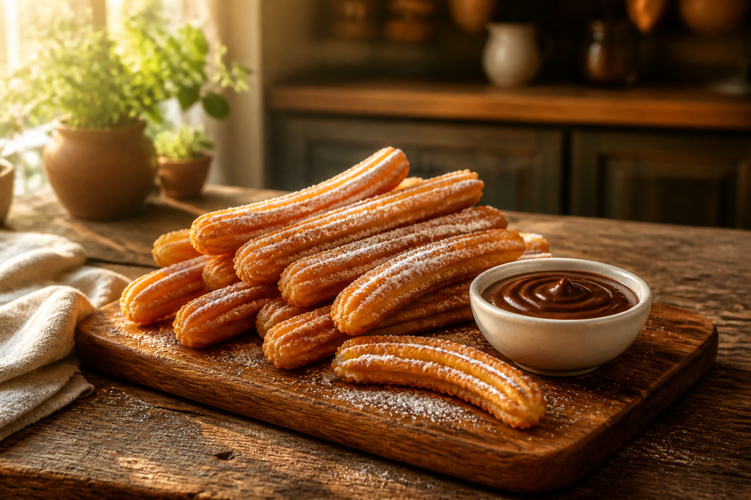 Churros dores a la sauce chocolat