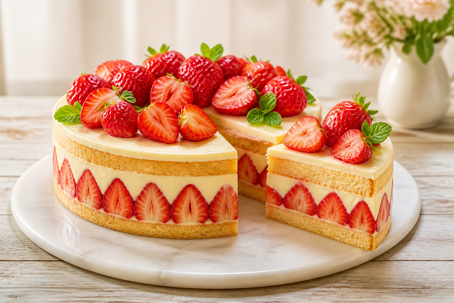 Fraisier gourmand aux fraises fraiches