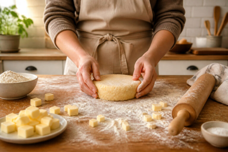 Preparation de pate brisee doree