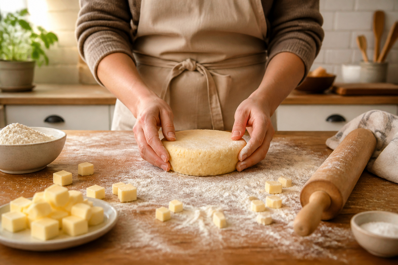 Preparation de pate brisee doree