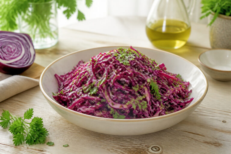 Salade de chou rouge fraiche et vibrante