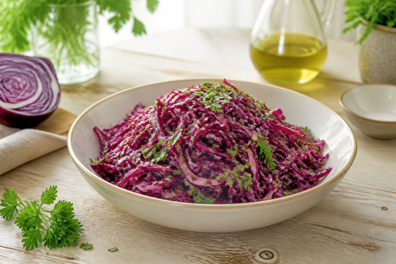 Salade de chou rouge fraiche et vibrante