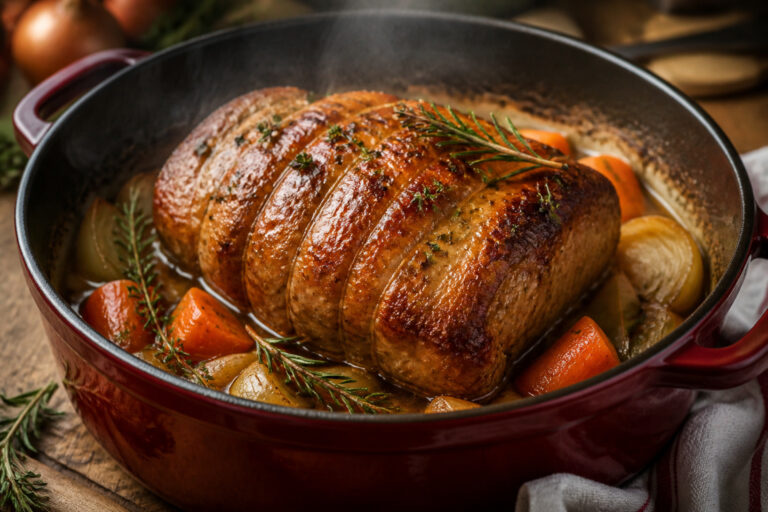 Roti de porc savoureux dans sa cocotte