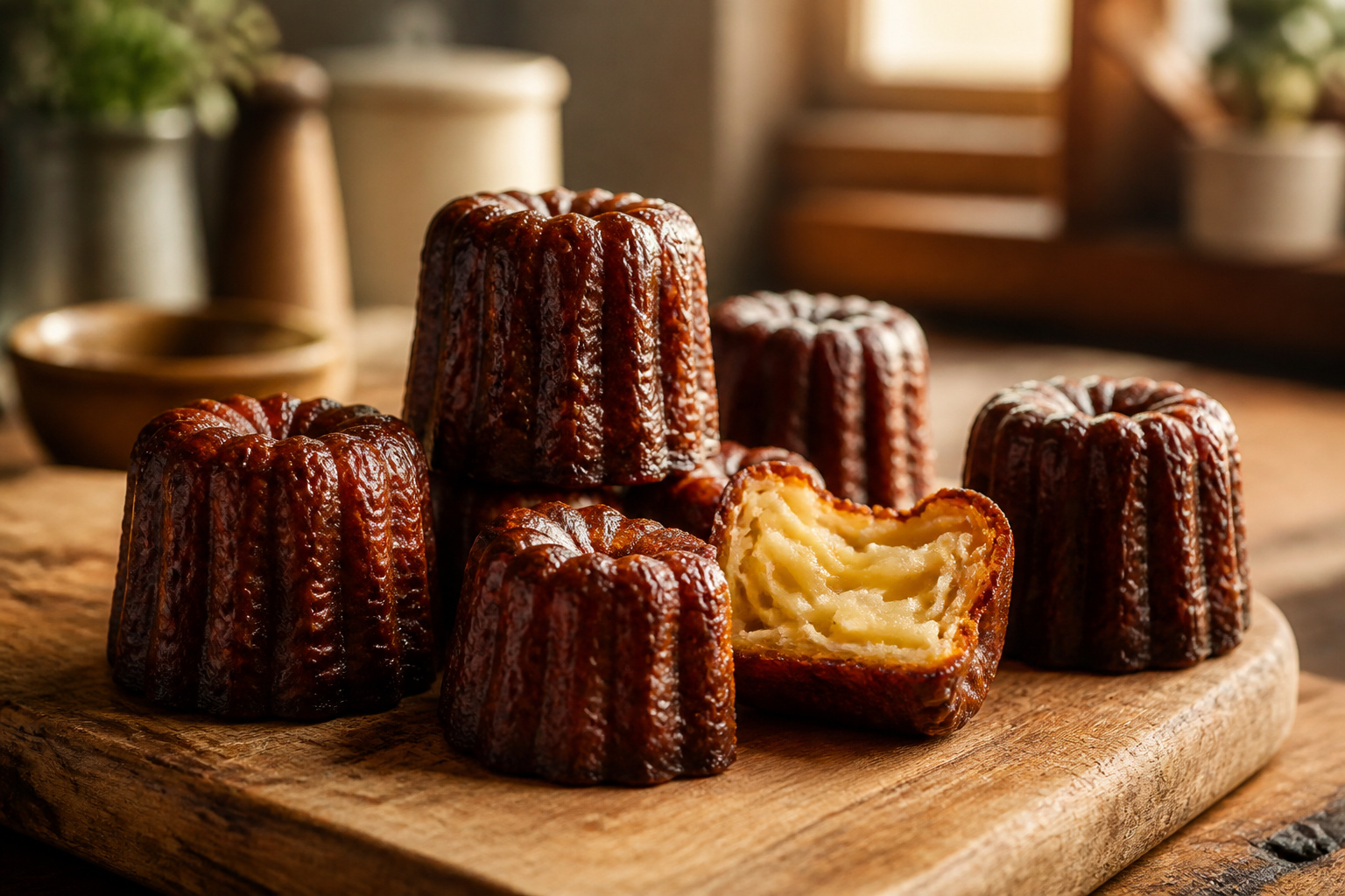 Delicieux canneles sur planche rustique