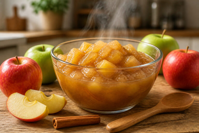 Compote de pommes maison fumante