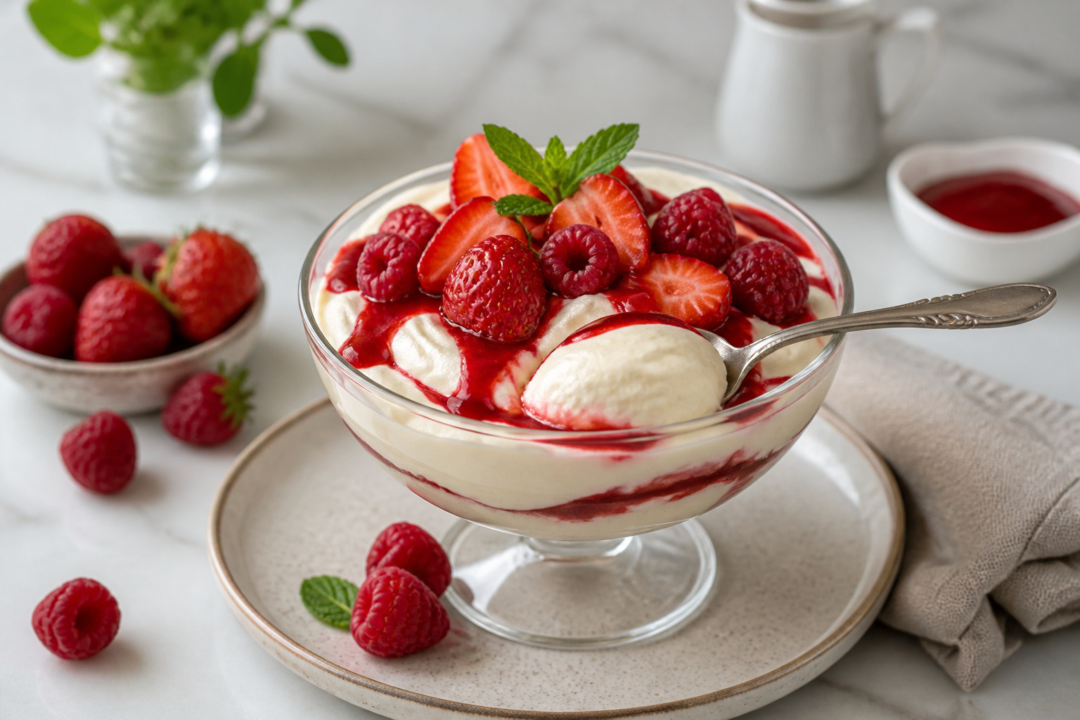 Mascarpone aux fruits rouges