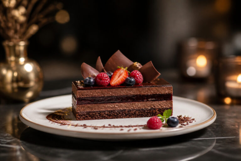 Gateau au chocolat et aux fruits rouges