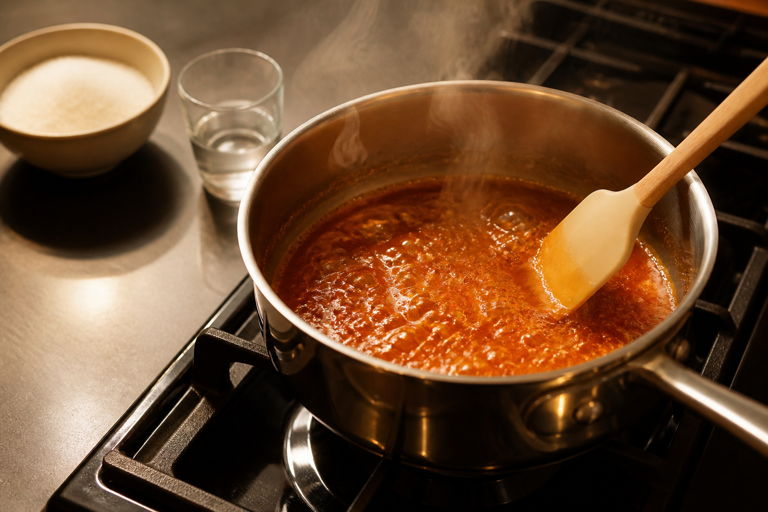 Caramel dore en preparation