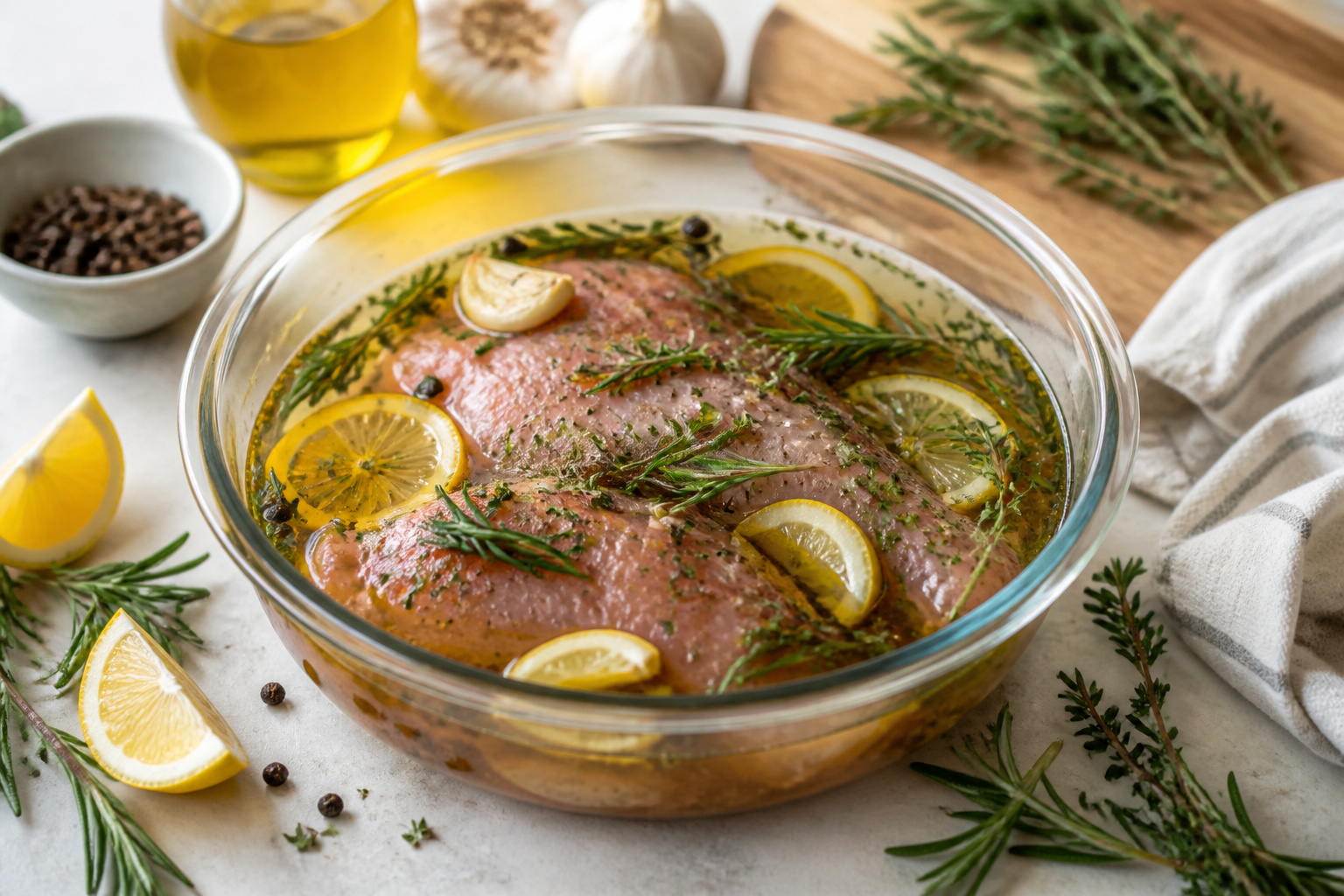 Viande marinee aux herbes et citron