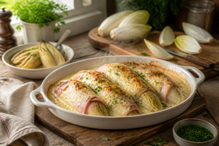 Endives au gratin au jambon fumant