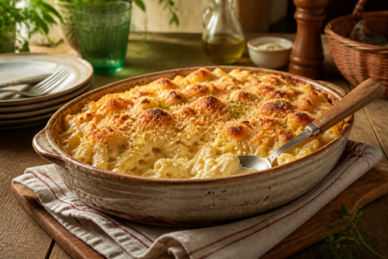 Gratin de pates dore et cremeux