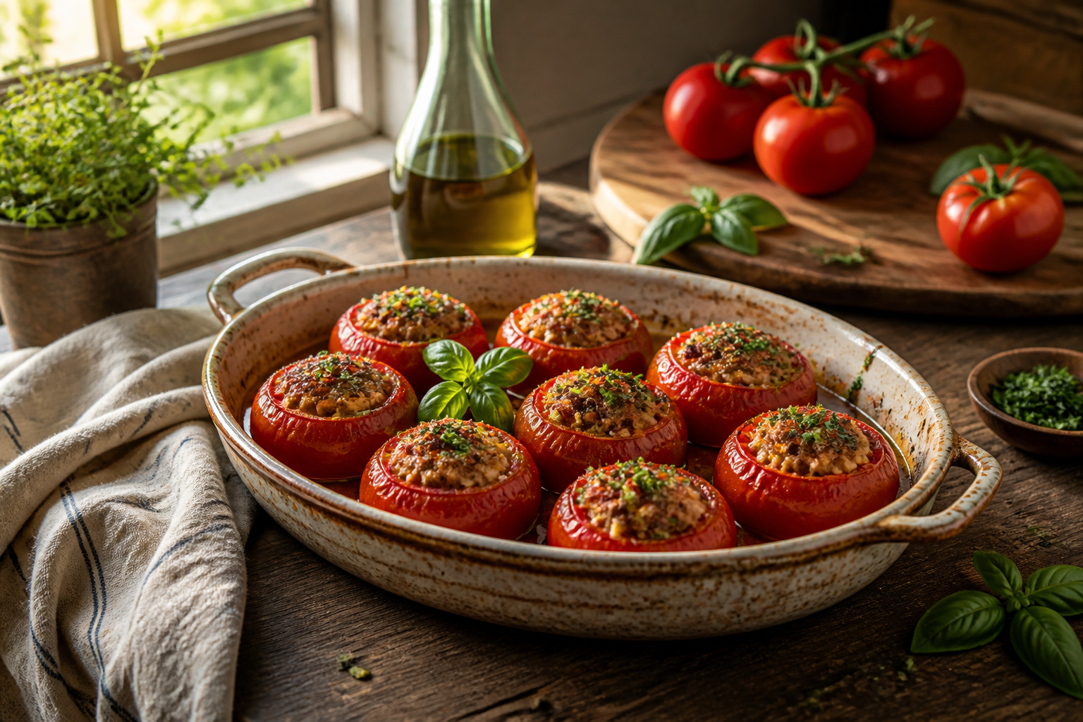Tomates farcies dorees et appetissantes