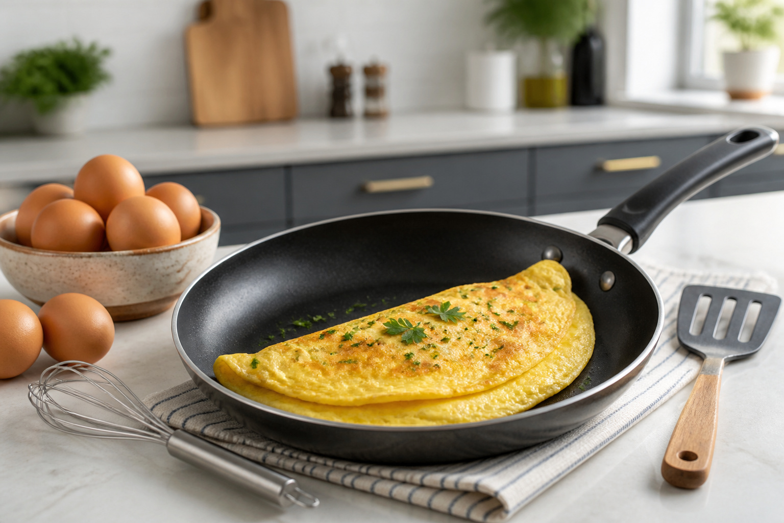 Omelette doree prete a deguster
