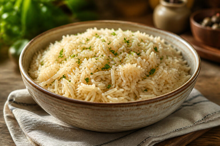 Riz pilaf appetissant dans un bol rustique