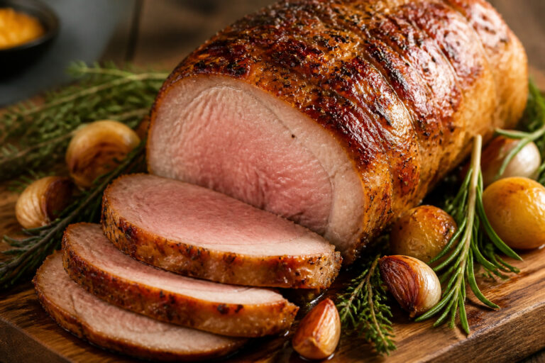 Roti de porc dore et juteux